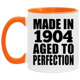 120th Birthday Made In 1904 Aged To Perfection - 11oz Accent Mug Orange