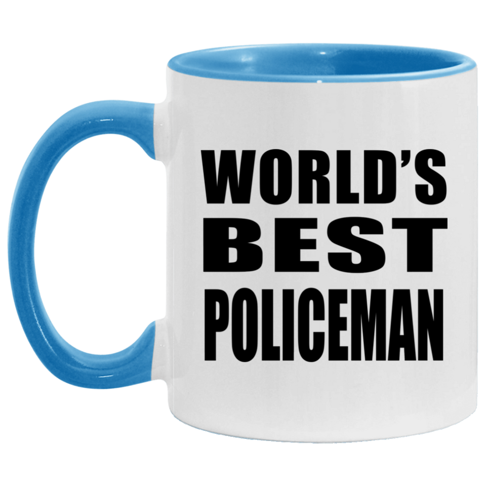World's Best Policeman - 11oz Accent Mug Blue