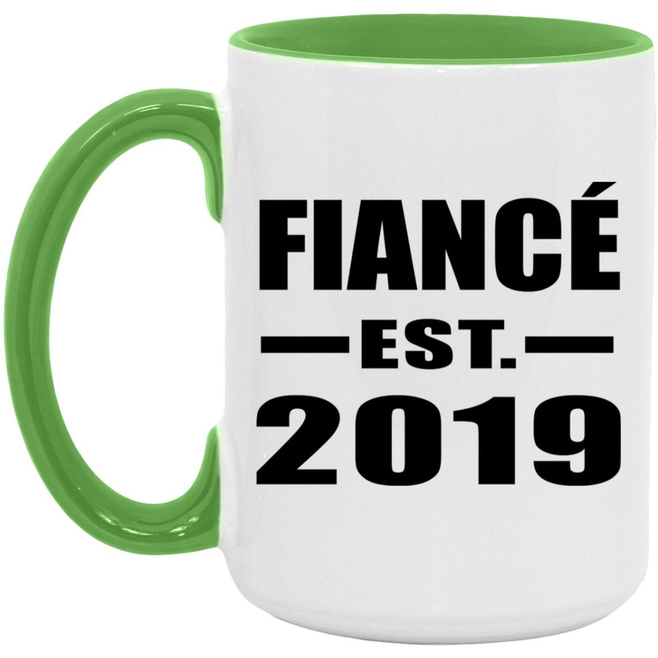 Fiance Established EST. 2019 - 15oz Accent Mug Green