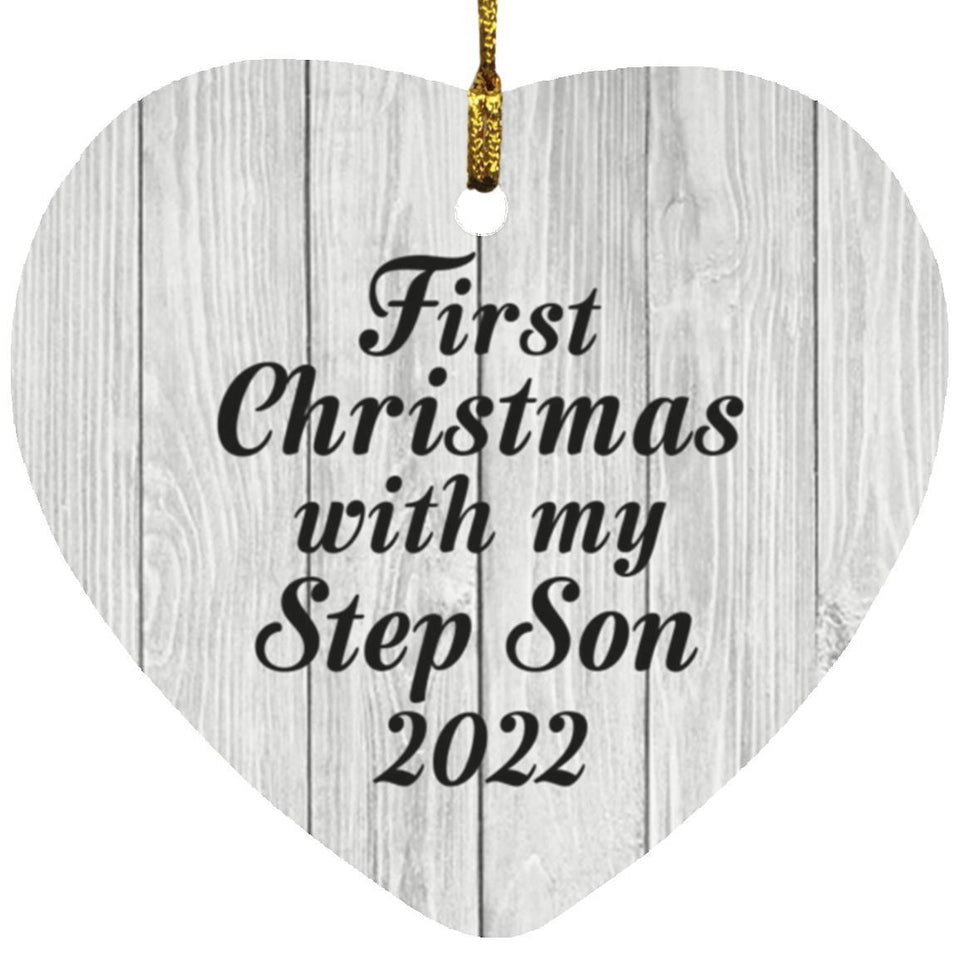 First Christmas With My Step Son 2022 - Heart Ornament F