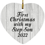 First Christmas With My Step Son 2022 - Heart Ornament F