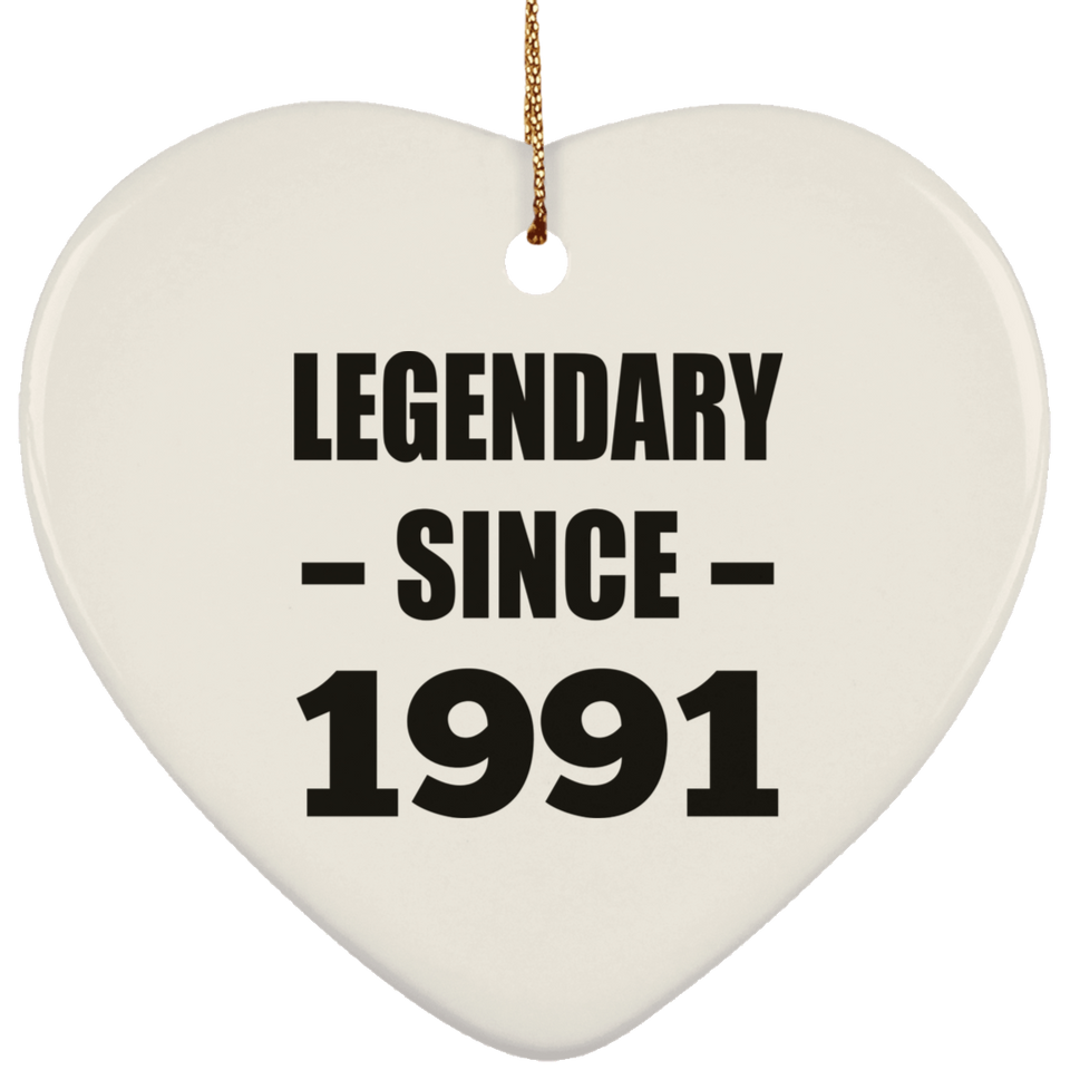 33rd Birthday Legendary Since 1991 - Heart Ornament