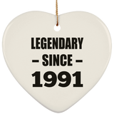 33rd Birthday Legendary Since 1991 - Heart Ornament