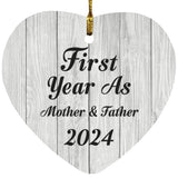 First Year As Mother & Father 2024 - Heart Ornament F