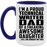 Proud Technical Writer Dad Of Awesome Daughter - 15oz Accent Mug Purple