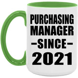 Purchasing Manager Since 2021 - 15oz Accent Mug Green