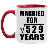 23rd Anniversary Married For Square Root of 529 Years - 11oz Accent Mug Red