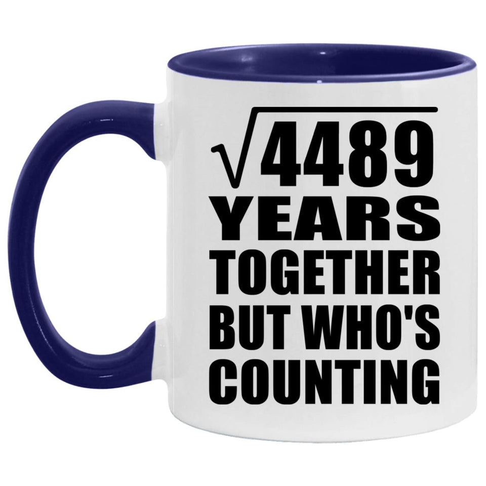 67th Anniversary Square Root of 4489 Years Who's Counting - 11oz Accent Mug Purple