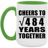 22nd Anniversary Cheers To Square Root of 484 Years Together - 15oz Accent Mug Green