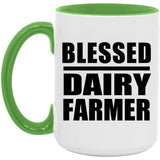 Blessed Dairy Farmer - 15oz Accent Mug Green