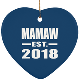 Mamaw Established EST. 2018 - Heart Ornament