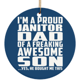 Proud Janitor Dad Of Awesome Son - Circle Ornament