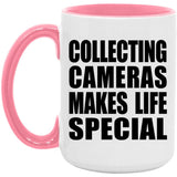 Collecting Cameras Makes Life Special - 15oz Accent Mug Pink