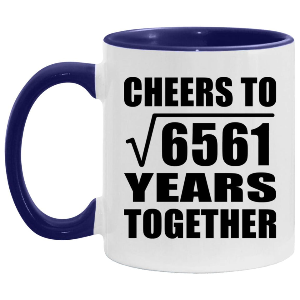 81st Anniversary Cheers To Square Root of 6561 Years Together - 11oz Accent Mug Purple