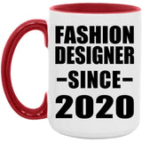 Fashion Designer Since 2020 - 15oz Accent Mug Red