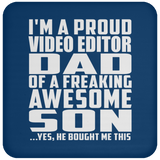 Proud Video Editor Dad Of Awesome Son - Drink Coaster