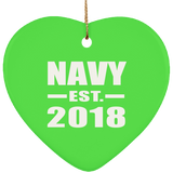 Navy Established EST. 2018 - Heart Ornament