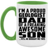 Proud Geologist Dad Of Awesome Son - 15oz Accent Mug Green