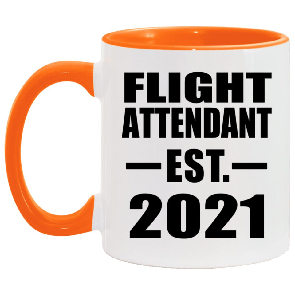 Flight Attendant Established EST. 2021 - 11oz Accent Mug Orange
