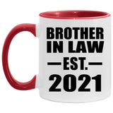 Brother In Law Established EST. 2021 - 11oz Accent Mug Red
