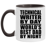 Technical Writer By Day World's Best Dad By Night - 11oz Accent Mug Black