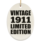 113th Birthday Vintage 1911 Limited Edition - Oval Ornament