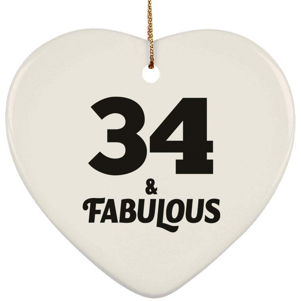 34th Birthday 34 & Fabulous - Heart Ornament