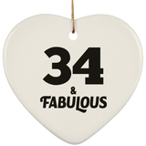 34th Birthday 34 & Fabulous - Heart Ornament