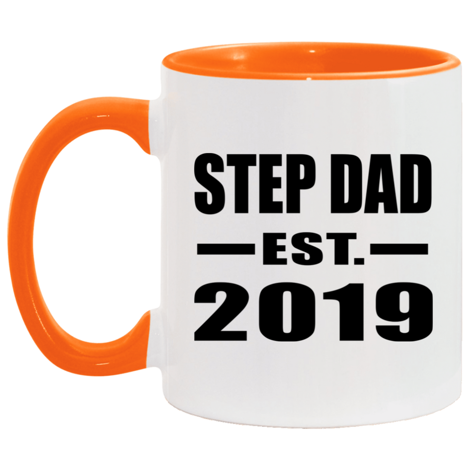 Step Dad Established EST. 2019 - 11oz Accent Mug Orange