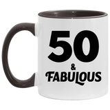 50th Birthday 50 & Fabulous - 11oz Accent Mug Black