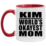 Kim World's Okayest Mom - 11oz Accent Mug Red