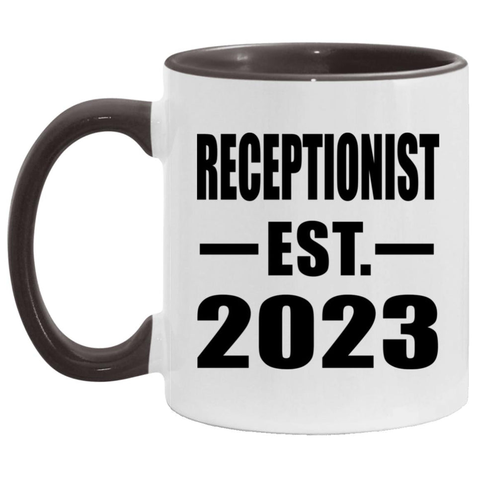 Receptionist Established EST. 2023 - 11oz Accent Mug Black