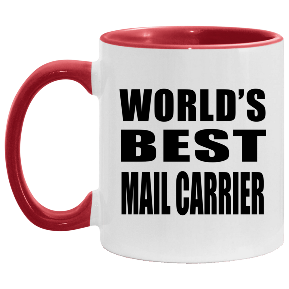 World's Best Mail Carrier - 11oz Accent Mug Red