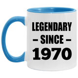 54th Birthday Legendary Since 1970 - 11oz Accent Mug Blue