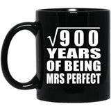 30th Anniversary Square Root of 900 Years of Mrs Perfect - 11oz Coffee Mug Black