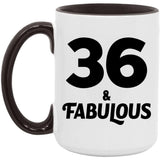 36th Birthday 36 & Fabulous - 15oz Accent Mug Black