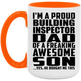Proud Building Inspector Dad Of Awesome Son - 15oz Accent Mug Orange