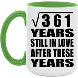 19th Anniversary Square Root of 361 Years Still In Love - 15oz Accent Mug Green