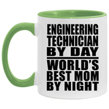 Engineering Technician By Day World's Best Mom By Night - 11oz Accent Mug Green