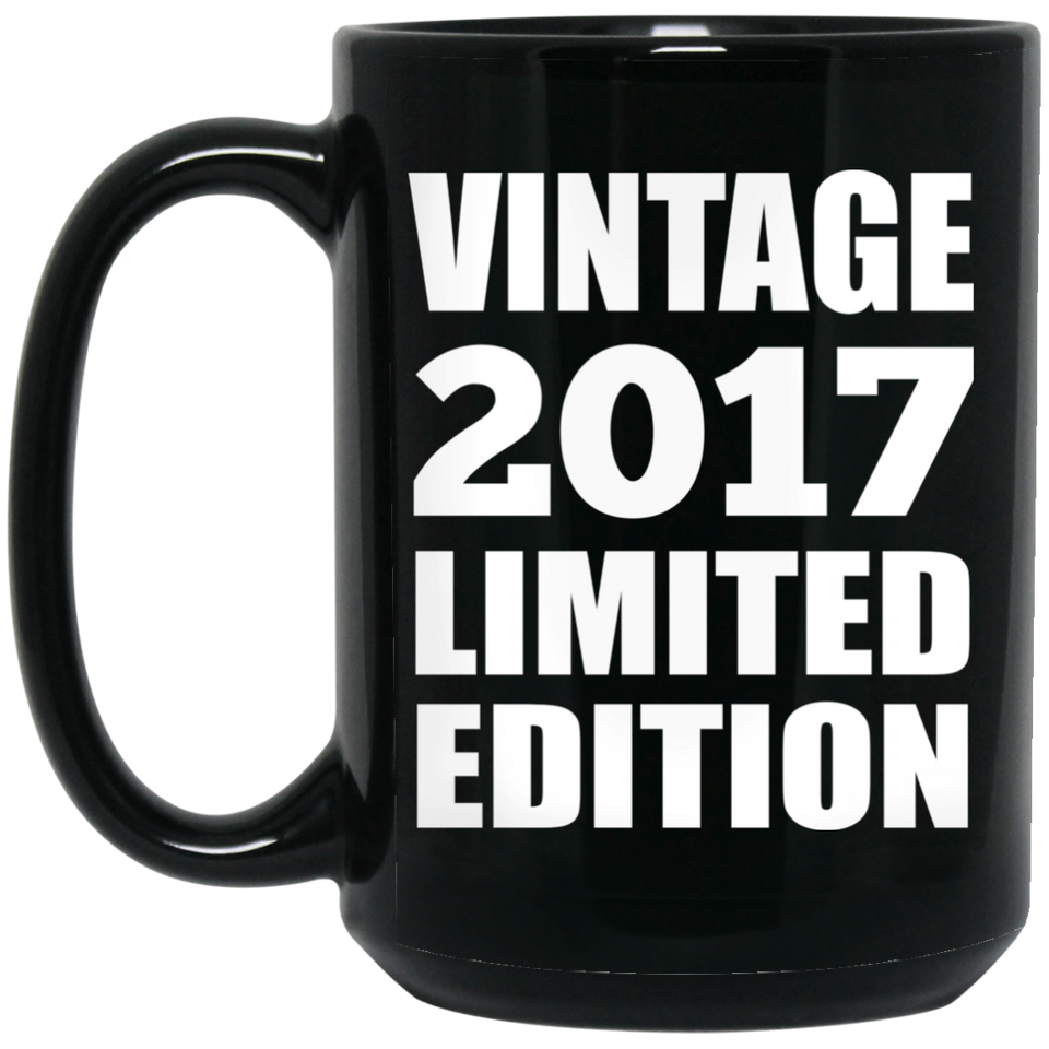 7th Birthday Vintage 2017 Limited Edition - 15oz Coffee Mug Black