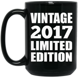 7th Birthday Vintage 2017 Limited Edition - 15oz Coffee Mug Black