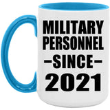 Military Personnel Since 2021 - 15oz Accent Mug Blue