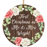 First Christmas As Mr & Mrs Wright - Circle Ornament A