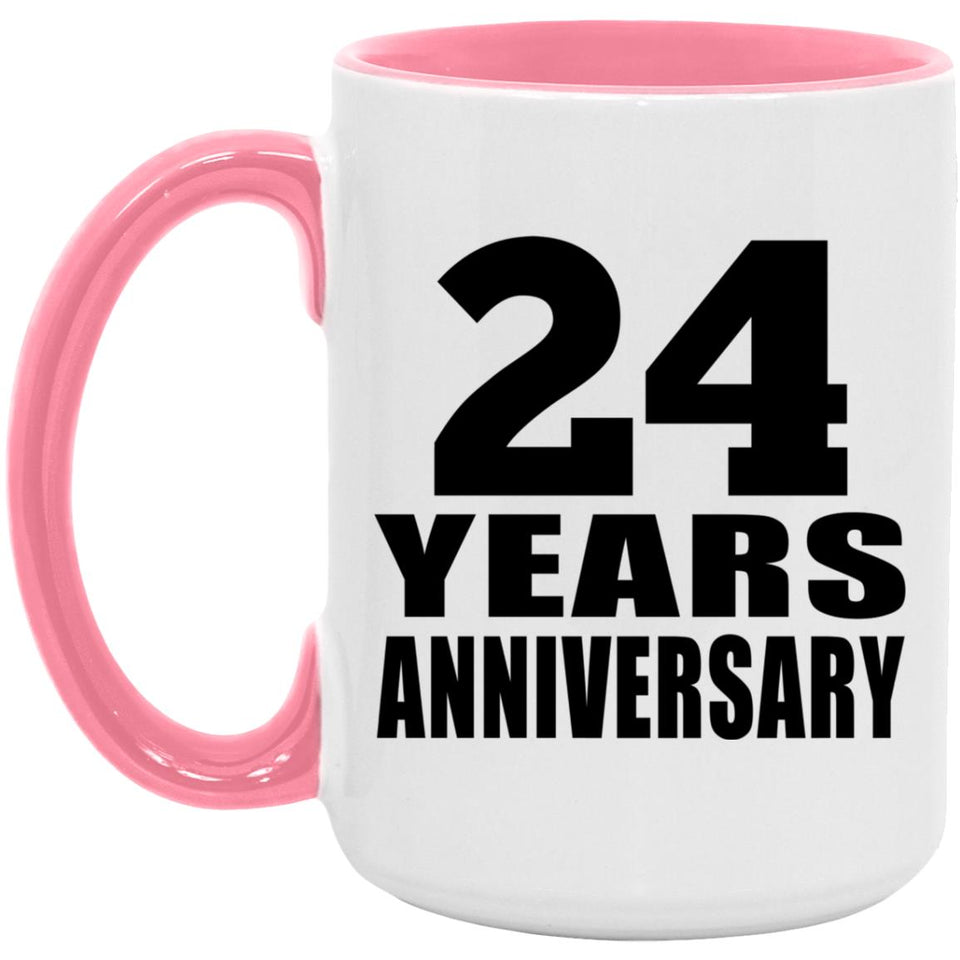 24th Anniversary 24 Years Anniversary - 15oz Accent Mug Pink