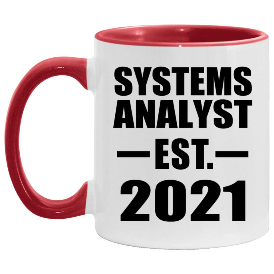 Systems Analyst Established EST. 2021 - 11oz Accent Mug Red