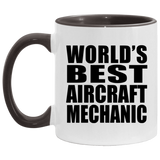 World's Best Aircraft Mechanic - 11oz Accent Mug Black