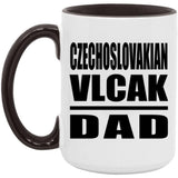 Czechoslovakian Vlcak Dad - 15oz Accent Mug Black