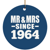 60th Anniversary Mr & Mrs Since 1964 - Circle Ornament