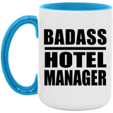 Badass Hotel Manager - 15oz Accent Mug Blue