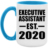Executive Assistant Established EST. 2020 - 15oz Accent Mug Blue